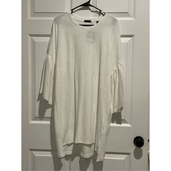 NWT ATM Anthony Thomas Melillo White Lightweight Terry Ruffle Sleeve Dress Med - Picture 5 of 12